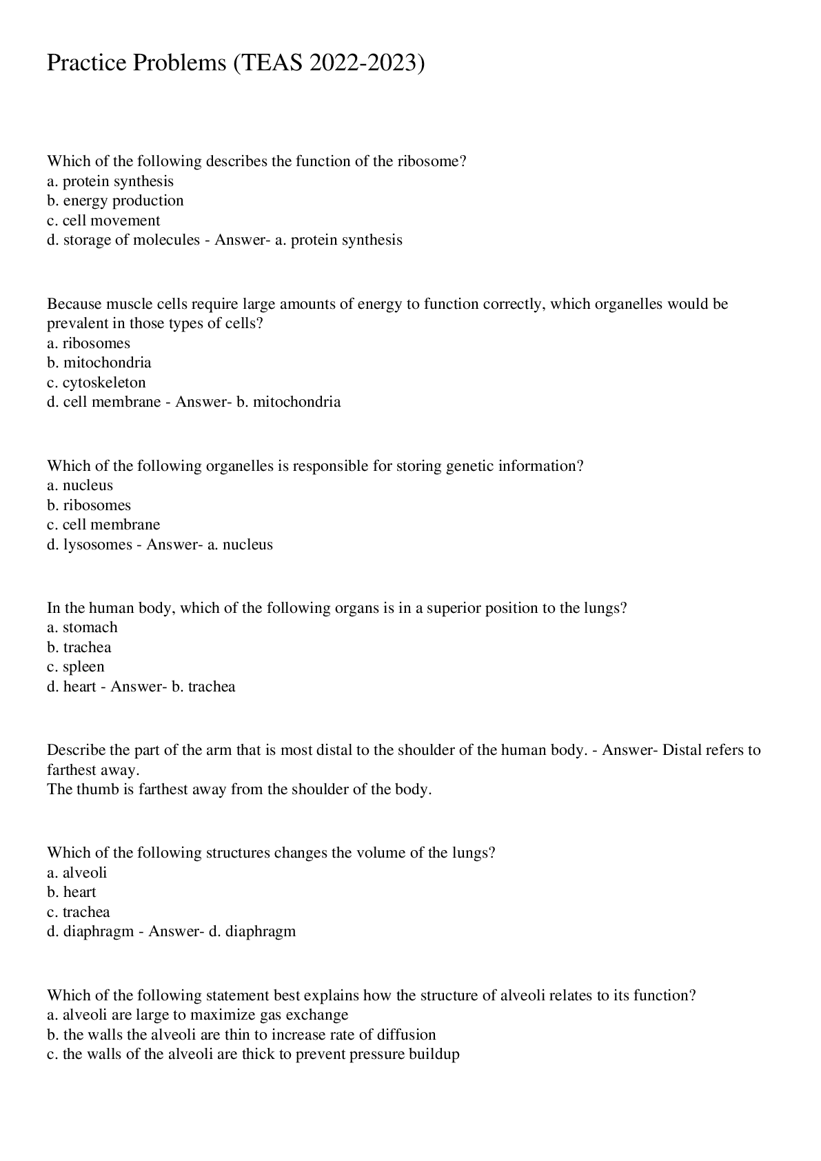 Preview image for Practice Problems (TEAS 2022-2023)